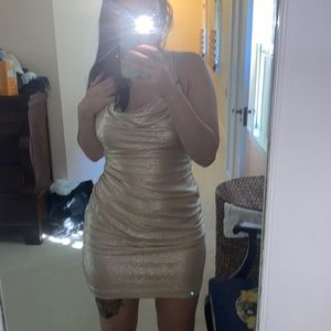 Super cute and sexy gold shiny prom dress